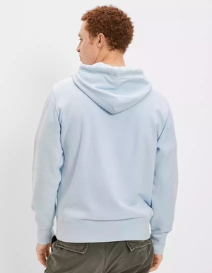 Sweat à Capuche American Eagle AE Super Soft Icon Graphique Bleu Clair Homme | VNJ-35684321